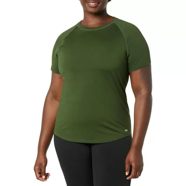 Amazon Essentials Womens Active Seamless SlimFit ShortSleeve TShirtDark Olive