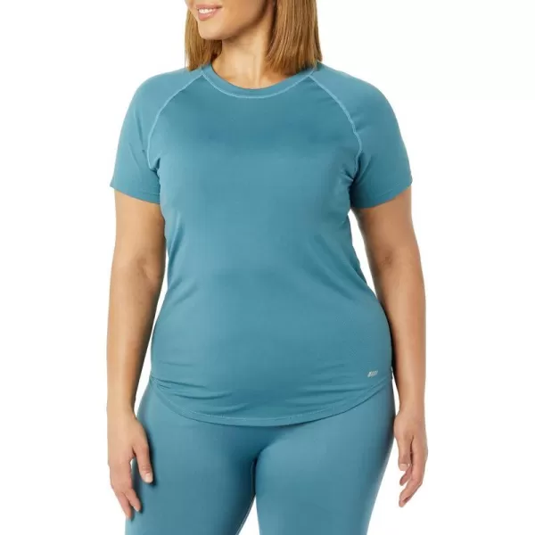 Amazon Essentials Womens Active Seamless SlimFit ShortSleeve TShirtTeal Blue