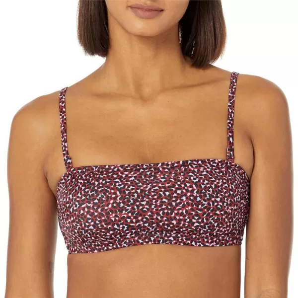 Amazon Essentials Womens Bandeau Swim Top Available in Plus SizeBrick Red Leopard