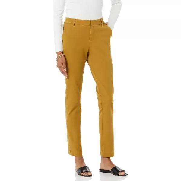 Amazon Essentials Womens BiStretch Full Length Straight Leg PantDark Camel