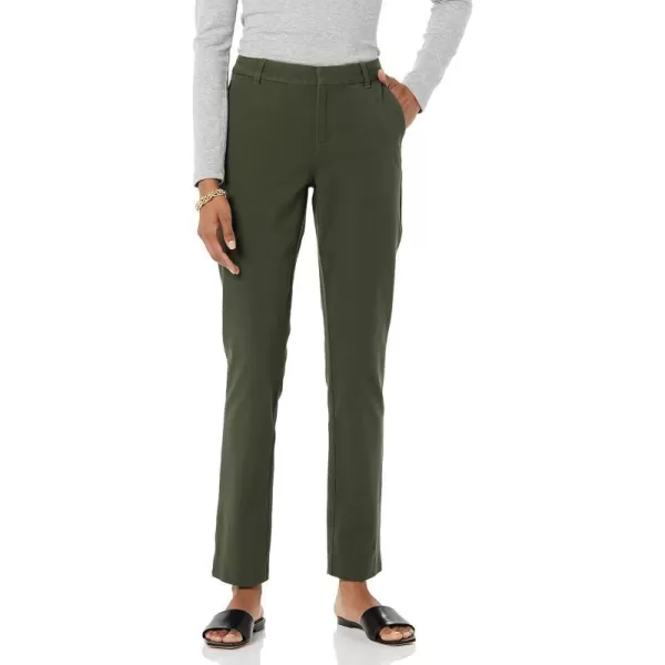 Amazon Essentials Womens BiStretch Full Length Straight Leg PantDark Green