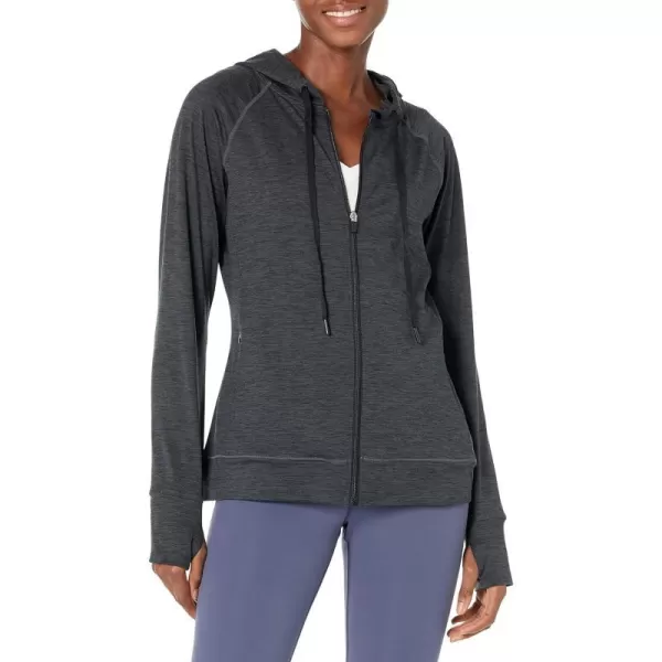 Amazon Essentials Womens Brushed Tech Stretch FullZip HoodieBlackSpace Dye