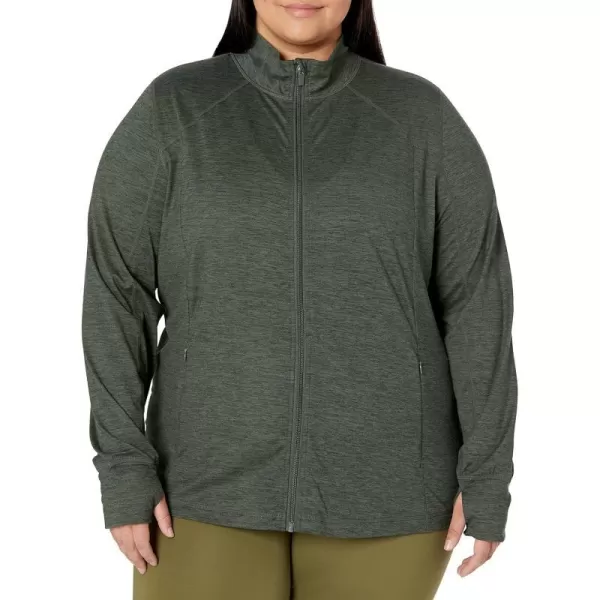 Amazon Essentials Womens Brushed Tech Stretch FullZip Jacket Available in Plus SizeDark Green Space Dye