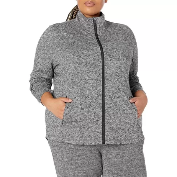 Amazon Essentials Womens Brushed Tech Stretch FullZip Jacket Available in Plus SizeDark Grey Space Dye