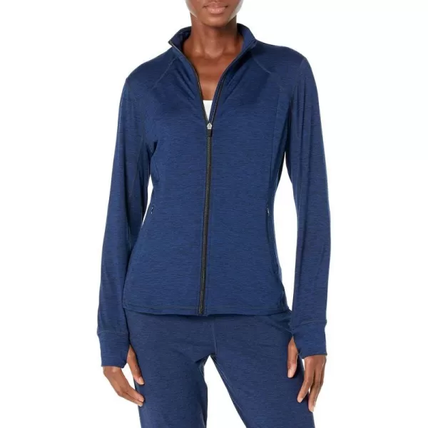 Amazon Essentials Womens Brushed Tech Stretch FullZip Jacket Available in Plus SizeNavy Space Dye