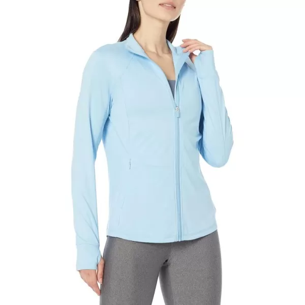 Amazon Essentials Womens Brushed Tech Stretch FullZip Jacket Available in Plus SizePowder Blue