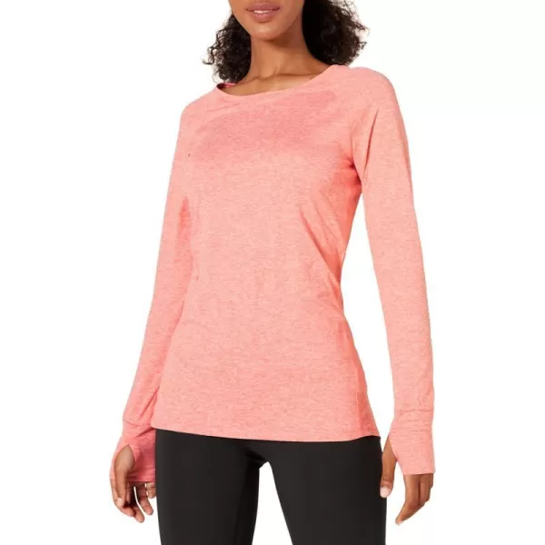 Amazon Essentials Womens Brushed Tech Stretch LongSleeve Crewneck Shirt Available in Plus SizeCoral Pink