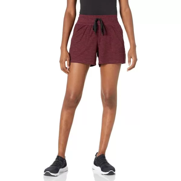 Amazon Essentials Womens Brushed Tech Stretch Short Available in Plus SizeBurgundy Space Dye