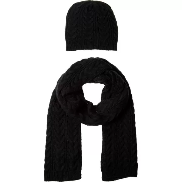 Amazon Essentials Womens Cable Knit Hat and Scarf SetBlack