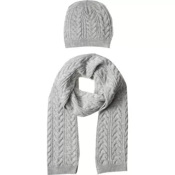 Amazon Essentials Womens Cable Knit Hat and Scarf SetLight Grey Heather