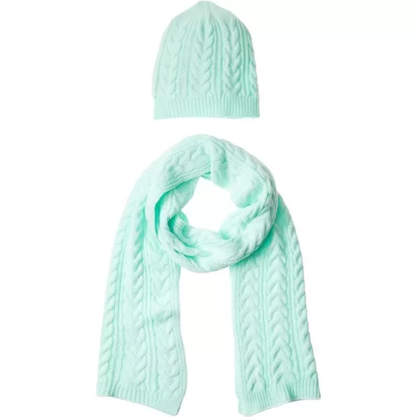 Amazon Essentials Womens Cable Knit Hat and Scarf SetMint Green