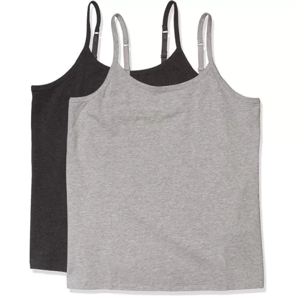 Amazon Essentials Womens Camisole Available in Plus Size Pack of 2Charcoal HeatherLight Grey Heather