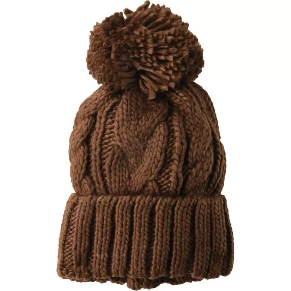 Amazon Essentials Womens Chunky Cable Beanie with Yarn PomBrown