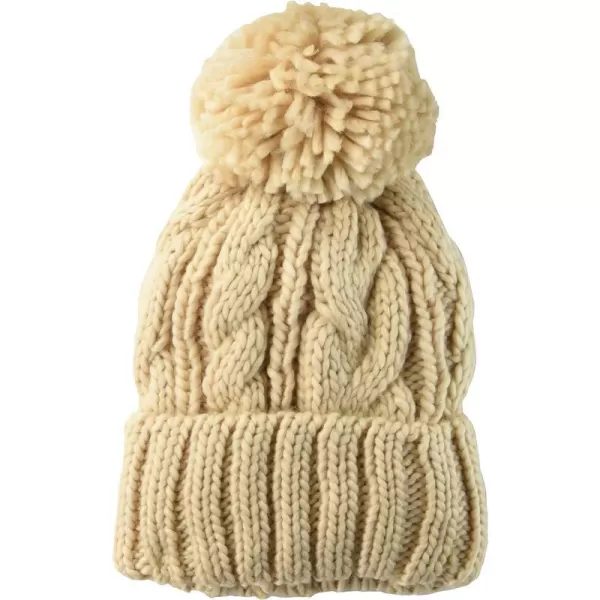 Amazon Essentials Womens Chunky Cable Beanie with Yarn PomWarm Beige