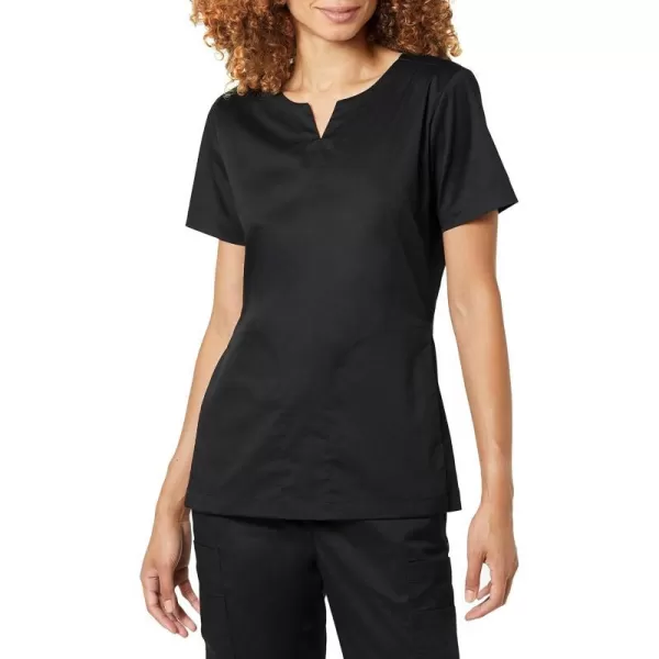 Amazon Essentials Womens Classic Fit Split Neck Crew Scrub Top Available in Plus SizeBlack