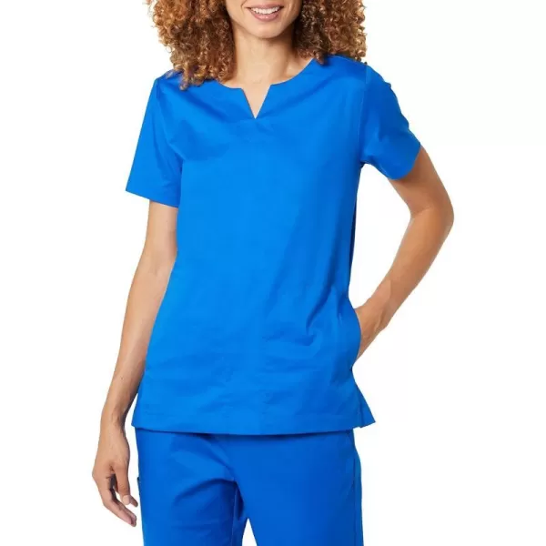 Amazon Essentials Womens Classic Fit Split Neck Crew Scrub Top Available in Plus SizeBlue