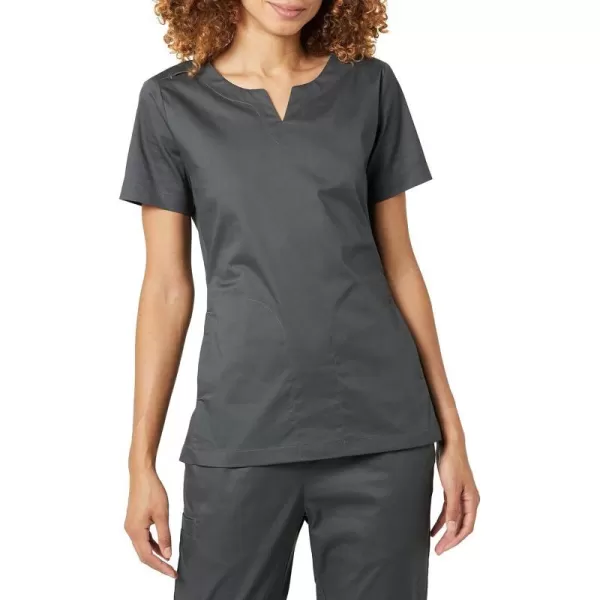 Amazon Essentials Womens Classic Fit Split Neck Crew Scrub Top Available in Plus SizeCharcoal