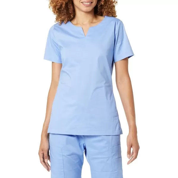 Amazon Essentials Womens Classic Fit Split Neck Crew Scrub Top Available in Plus SizeCornflower Blue