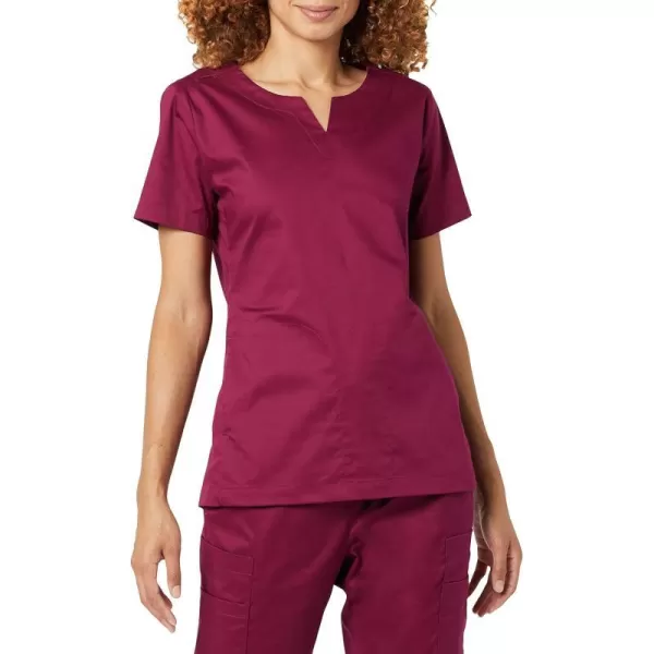 Amazon Essentials Womens Classic Fit Split Neck Crew Scrub Top Available in Plus SizePlum