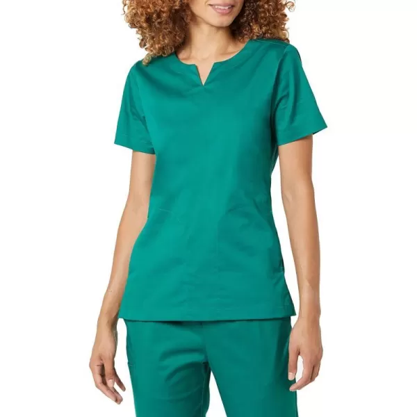 Amazon Essentials Womens Classic Fit Split Neck Crew Scrub Top Available in Plus SizeTeal Green