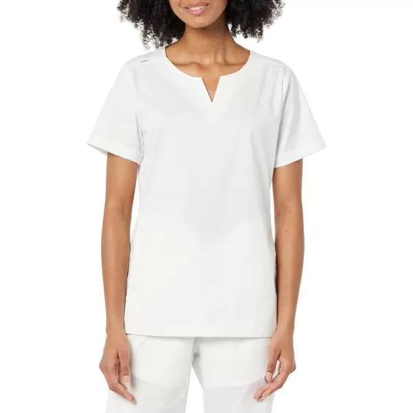 Amazon Essentials Womens Classic Fit Split Neck Crew Scrub Top Available in Plus SizeWhite