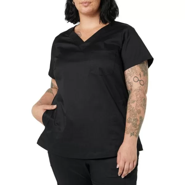 Amazon Essentials Womens Classic Fit VNeck Short Sleeve Scrub Top Available in Plus SizeBlack