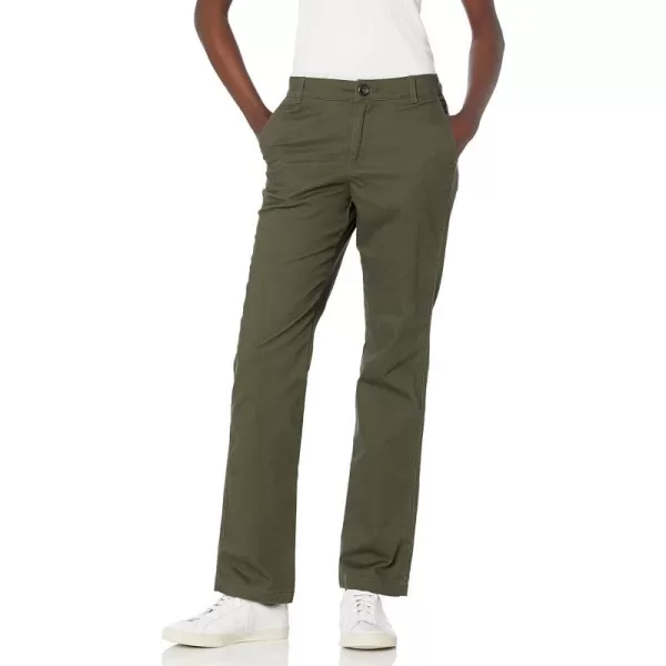 Amazon Essentials Womens Classic StraightFit Stretch Twill Chino PantDark Olive