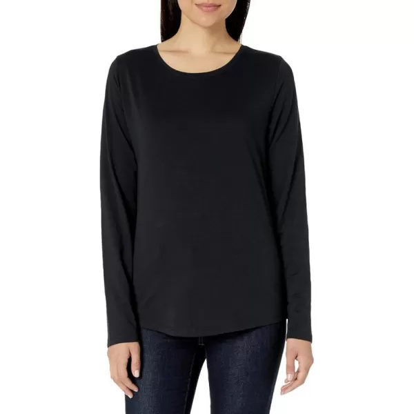 Amazon Essentials Womens ClassicFit 100 Cotton LongSleeve Crewneck TShirtBlack