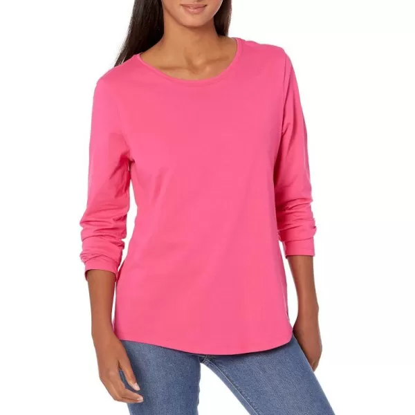 Amazon Essentials Womens ClassicFit 100 Cotton LongSleeve Crewneck TShirtBright Pink