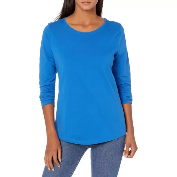 Amazon Essentials Womens ClassicFit 100 Cotton LongSleeve Crewneck TShirtCobalt Blue