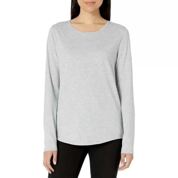 Amazon Essentials Womens ClassicFit 100 Cotton LongSleeve Crewneck TShirtLight Grey Heather