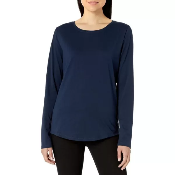 Amazon Essentials Womens ClassicFit 100 Cotton LongSleeve Crewneck TShirtNavy