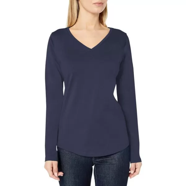 Amazon Essentials Womens ClassicFit 100 Cotton LongSleeve VNeck TShirtNavy