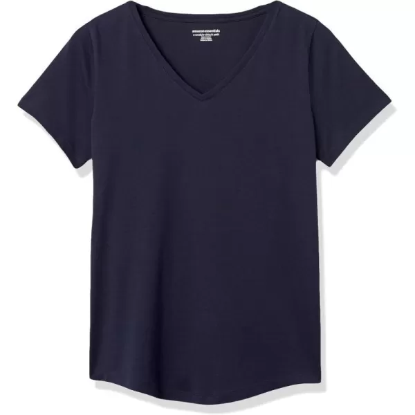 Amazon Essentials Womens ClassicFit 100 Cotton ShortSleeve VNeck TShirt Available in Plus Size Pack of 2Navy