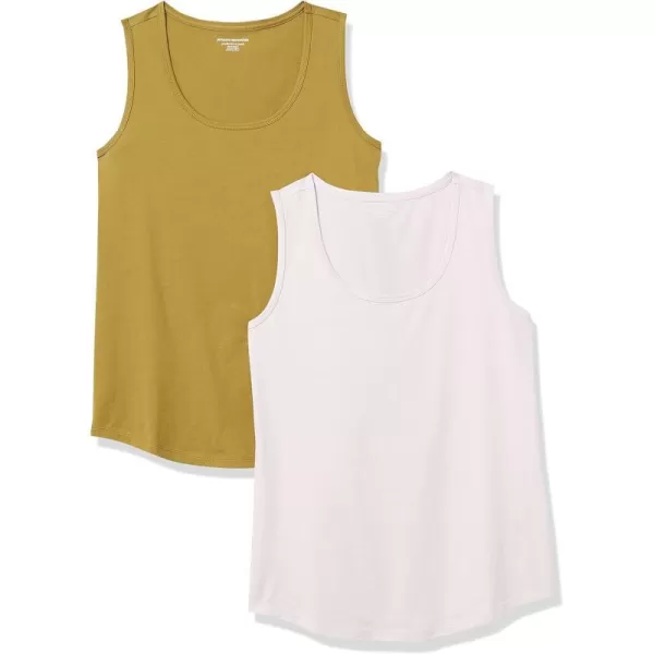 Amazon Essentials Womens ClassicFit 100 Cotton Sleeveless Tank Top Pack of 2OliveLilac