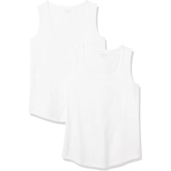 Amazon Essentials Womens ClassicFit 100 Cotton Sleeveless Tank Top Pack of 2White