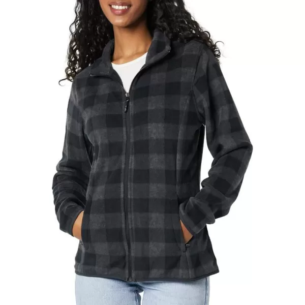 Amazon Essentials Womens ClassicFit FullZip Polar Soft Fleece Jacket Available in Plus SizePolyester Charcoal Mini Buffalo Plaid