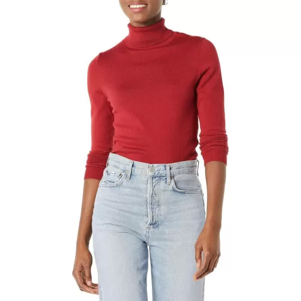 Amazon Essentials Womens ClassicFit Lightweight LongSleeve Turtleneck Sweater Available in Plus SizeDark Red