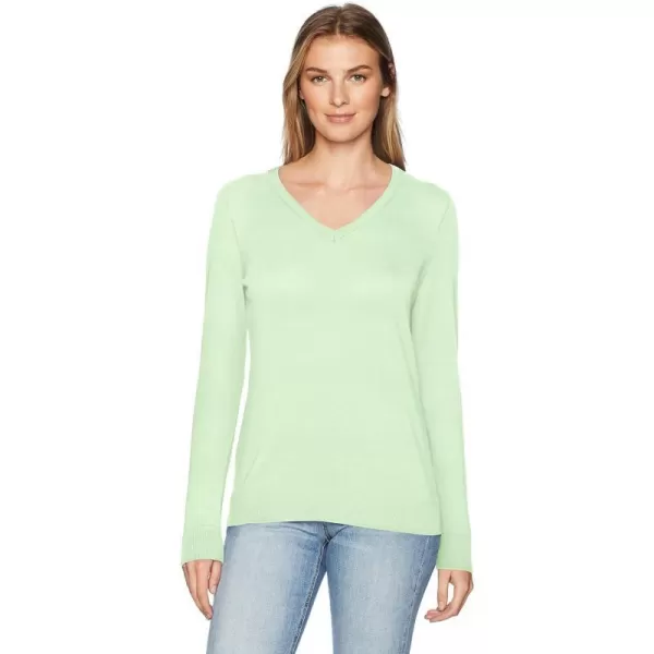 Amazon Essentials Womens ClassicFit Lightweight LongSleeve VNeck Sweater Available in Plus SizeBright Mint Green