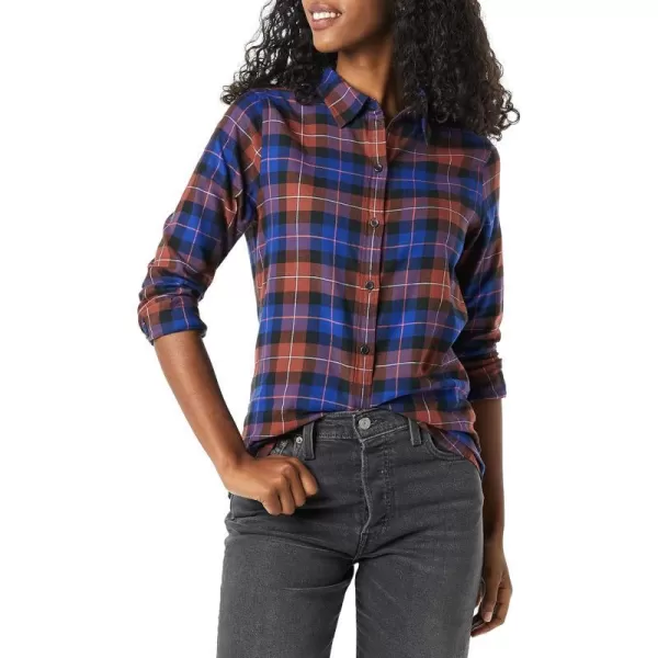 Amazon Essentials Womens ClassicFit LongSleeve Lightweight Plaid Flannel ShirtMulticolor Windowpane