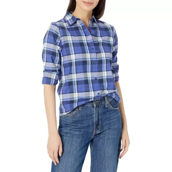 Amazon Essentials Womens ClassicFit LongSleeve Lightweight Plaid Flannel ShirtPurple Blue Medium Plaid