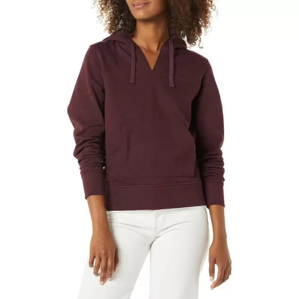 Amazon Essentials Womens ClassicFit LongSleeve Open VNeck Hooded SweatshirtBurgundy