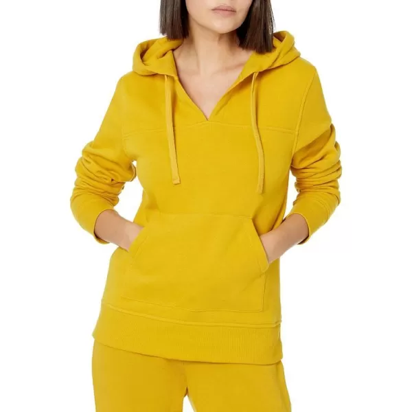 Amazon Essentials Womens ClassicFit LongSleeve Open VNeck Hooded SweatshirtDark Yellow