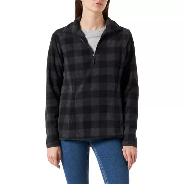 Amazon Essentials Womens ClassicFit LongSleeve QuarterZip Polar Fleece Pullover Jacket Available in Plus SizePolyester Black Charcoal Mini Buffalo Plaid