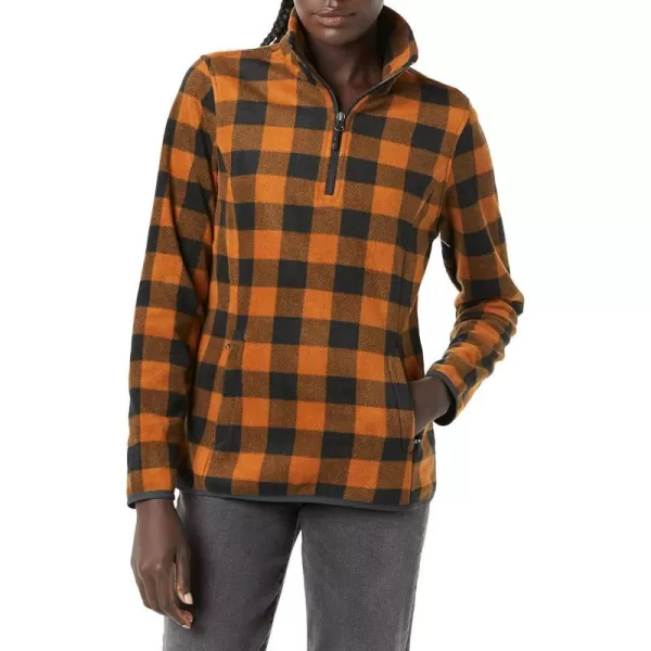 Amazon Essentials Womens ClassicFit LongSleeve QuarterZip Polar Fleece Pullover Jacket Available in Plus SizePolyester Black Rust Buffalo Plaid