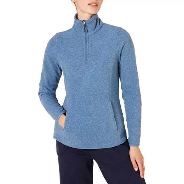 Amazon Essentials Womens ClassicFit LongSleeve QuarterZip Polar Fleece Pullover Jacket Available in Plus SizePolyester Blue Heather