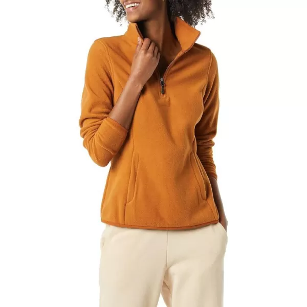 Amazon Essentials Womens ClassicFit LongSleeve QuarterZip Polar Fleece Pullover Jacket Available in Plus SizePolyester Tan