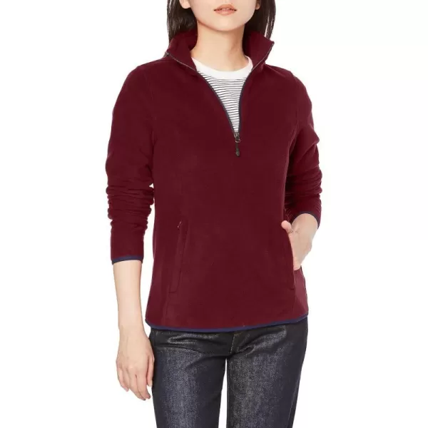 Amazon Essentials Womens ClassicFit LongSleeve QuarterZip Polar Fleece Pullover Jacket Available in Plus SizeRecycled Polyester BurgundyNavy