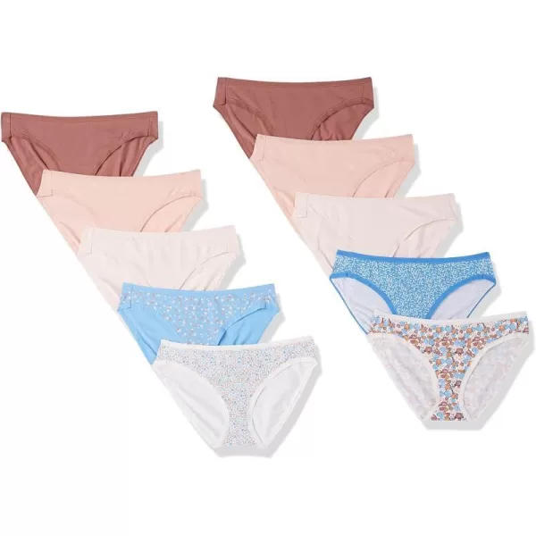 Amazon Essentials Womens Cotton Bikini Brief Underwear Available in Plus Size Multipacks10 MulticolorDotsFloral