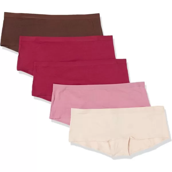 Amazon Essentials Womens Cotton Boyshort Underwear Available in Plus Size Pack of 5Warm Tones